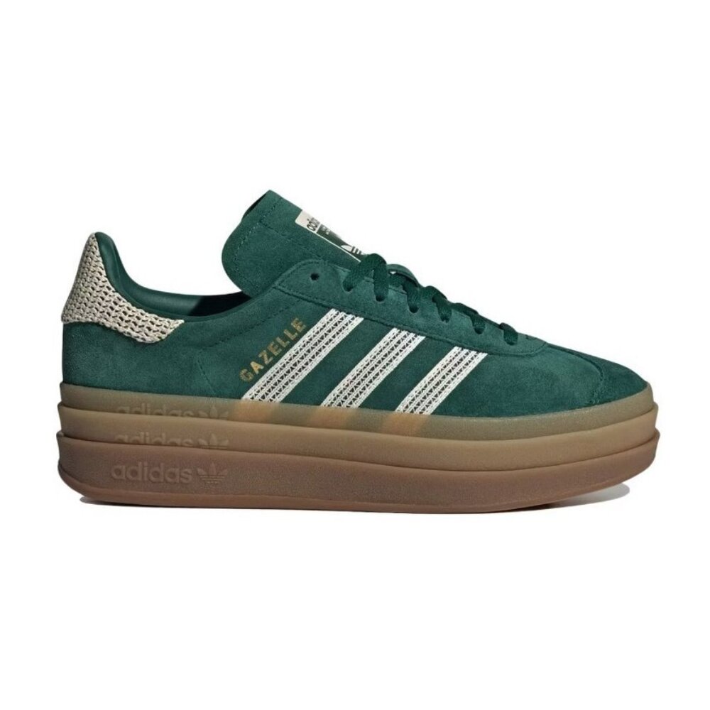 adidas Gazelle Bold - Womens Casual Shoes Collegiate Green White Gold JS3358 NEW